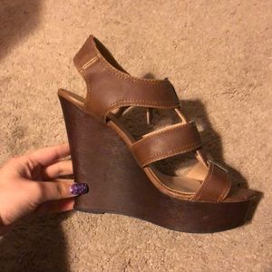 Brown wedge heel